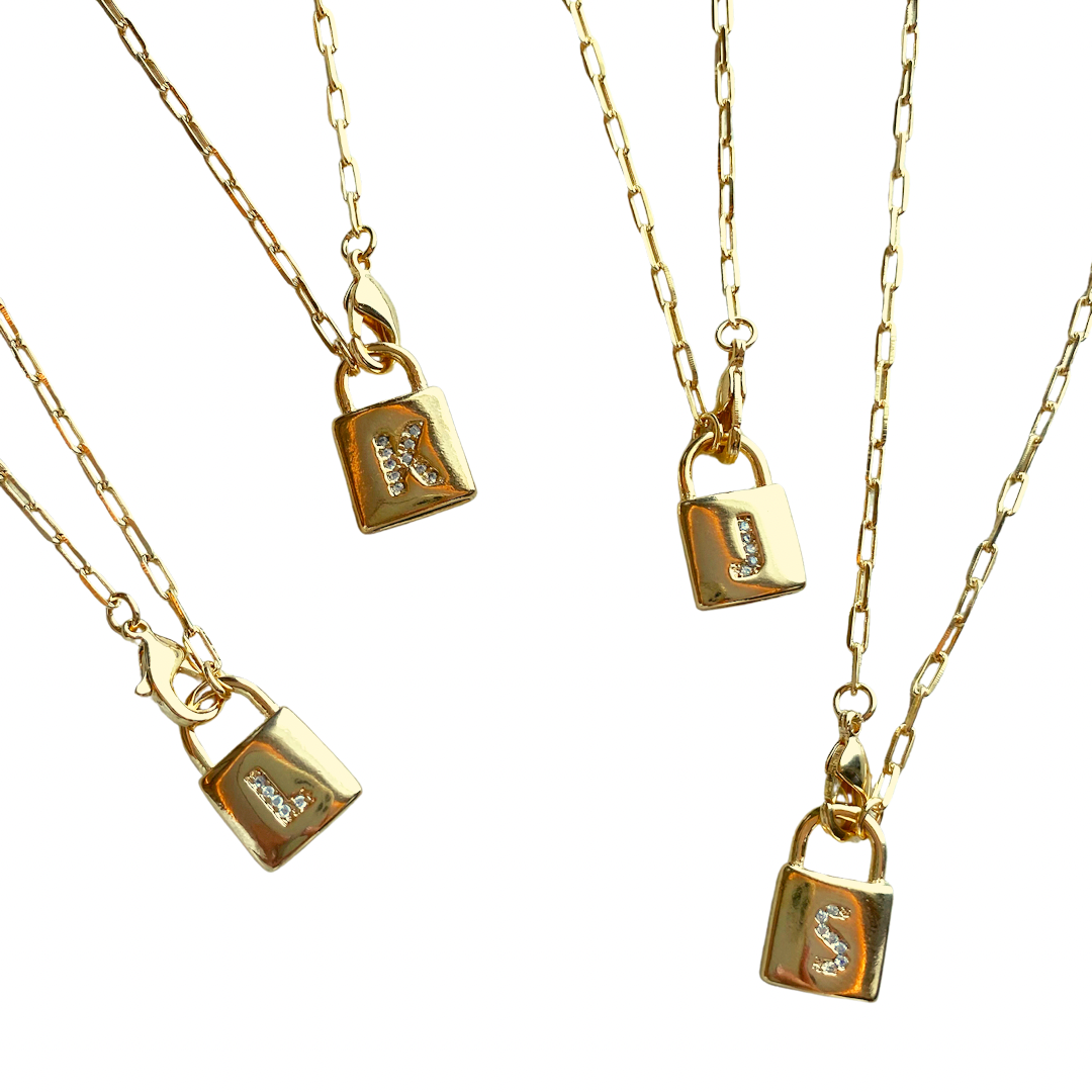 Initial hot sale lock necklace