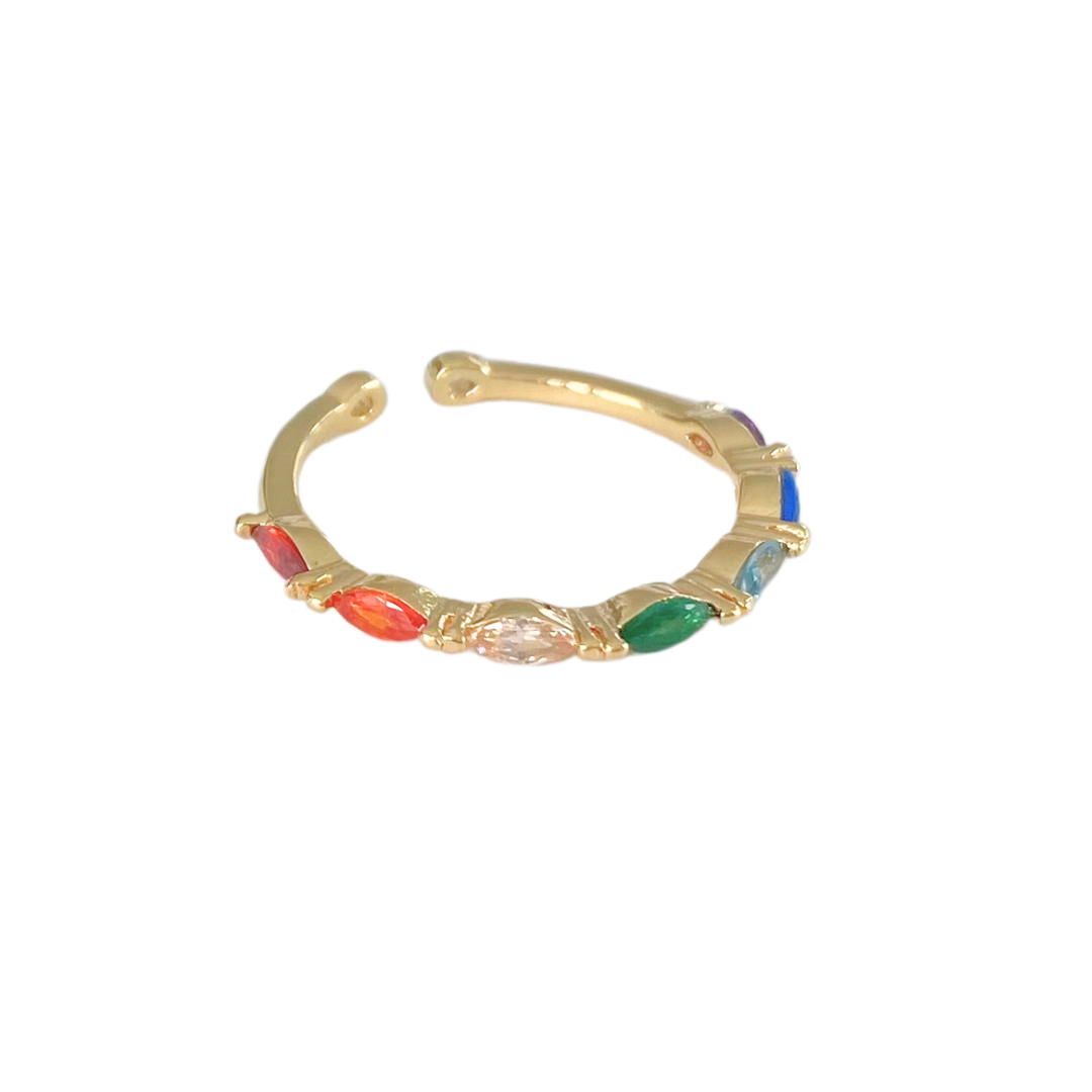 Thin Rainbow Baguette Stacking Ring