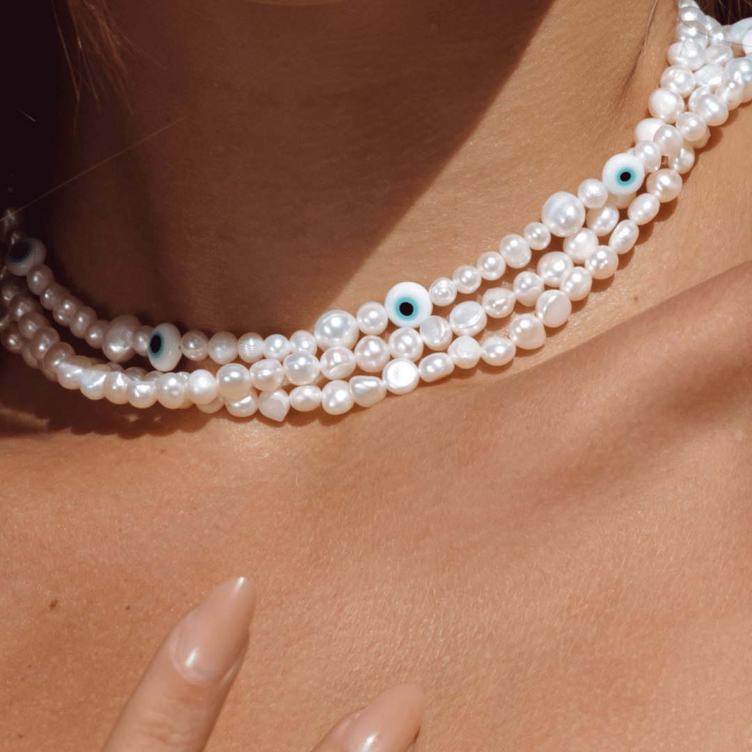 Evil Eye Pearl Necklace