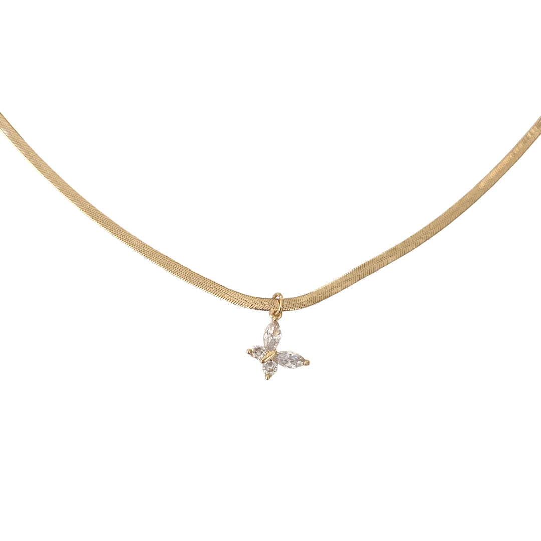 Butterfly Charm Herringbone Necklace