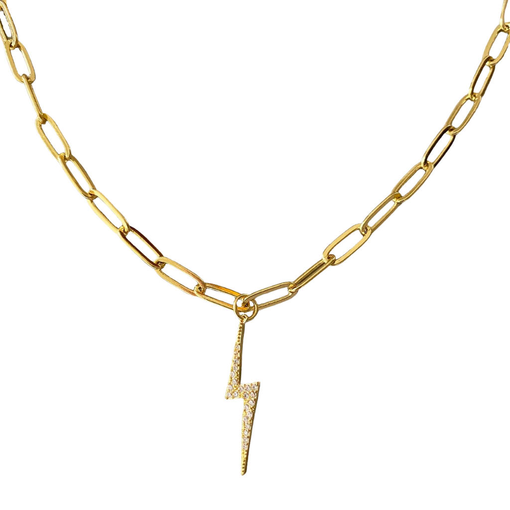 Pave Lightning Bolt Necklace