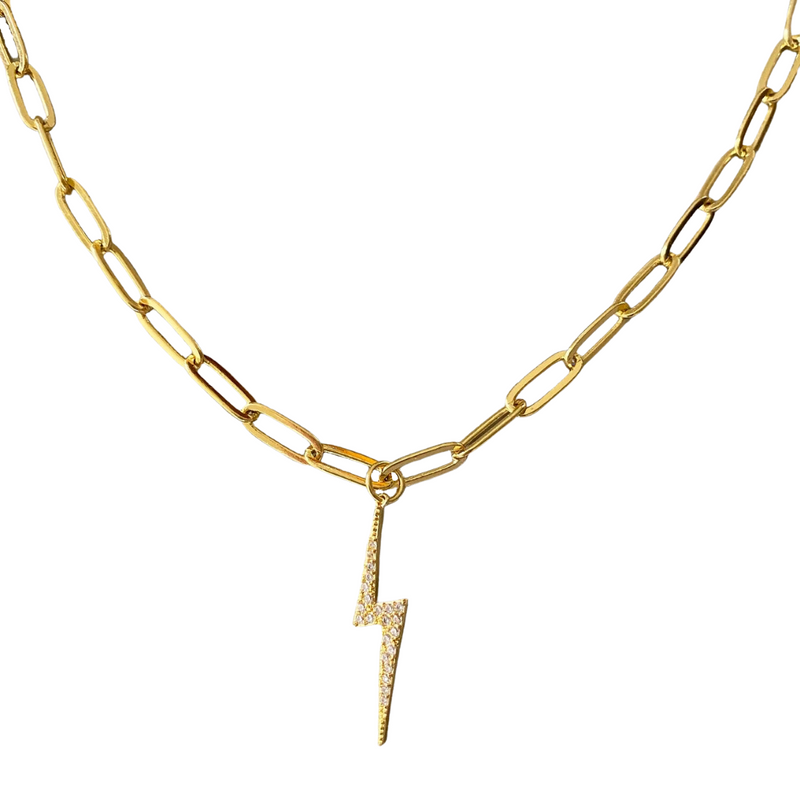 Pave Lightning Bolt Necklace